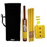 ¡Perfecto para jugar en la playa! Este juego de plástico de gran calidad incluye: 1 x Bate de plástico tamaño 5, 3 x palos, 1 x base de plástico para los palos 2 x travesaños, 1 x bola suave y una funda de transporte elegante y resistente.