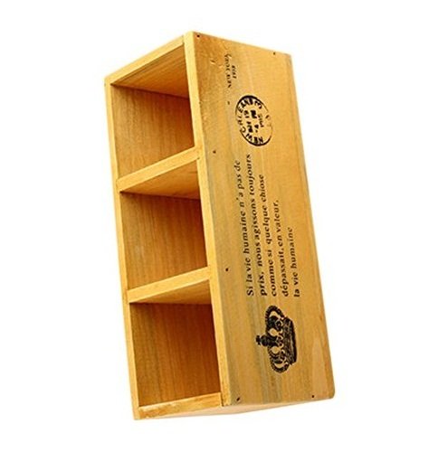 Cosanter 3 Compartimento Madera Escritorio Creativo Organizador de Papeler  a Soporte Dise  o de Madera Caja de Creativo Sostenedor para Escritorio Bol  grafo  Color Madera Original  