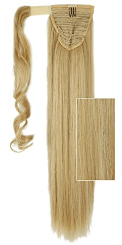 23 inches Fashion Long Wrap Around Ponytail Straight Clip in Pony Tail Hair Extension Extensions Ash Blonde Mix Bleach Blonde