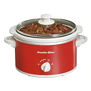 Proctor Silex Portable Oval Slow Cooker, 1.5-Quart- Red