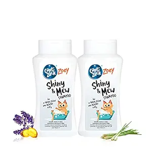 Captain Zack Zoey Shiny & Mew Sulphate Free Cat Shampoo 50 ml | Pack of 2 | Soothes Itchy Skin, Natural Deodorizer, Natural Tick & Flea Repellent | Paraben Free, Vegan & Cruelty Free