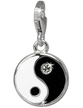 SilberDream Charm Ying Yang schwarz/weiß mit Zirkonias 925 Sterling Silber Charms Anhänger für Armband Kette Ohrring...