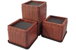 MIIXHOOM Miix Hoom- Heavy Duty Plastic Square Bed Risers Dark Wooden Color for Table Desk Sofa or Static Furniture, Bed Blocks Elevator Up to 3 inch Per Riser, Stackable, Set of 4