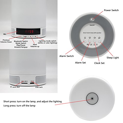 Blingco drahtlose LED Bluetooth Lautsprecher, spät intelligentes bewegliches Multifunktions-USB-aufladenmusik-Resonanzkörper mit intelligenter Note Dimmable Nachtlicht, verwendbar für Innen- und im Freiengebrauch. - 3