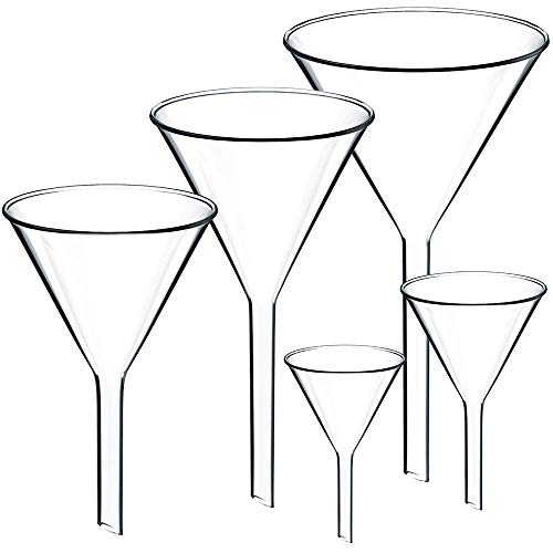Preisvergleich Produktbild E-CHENG Set of 5 Glass Funnels Diameter 30mm 40mm 50mm 65mm 75mm