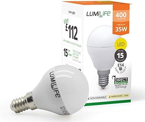 5w = 30w Golf Ball High Lumen E14 LED Small Edison Screw Low Energy Saving Mini Globe Bulb Cool Daylight White 850 SES High Power 5000k