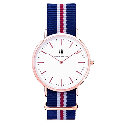 LORENZO CANA Luxus Damen Armbanduhr Schweizer Uhrwerk vergoldet Saphirglas 40 mm Durchmesser Edelstahl NATO Armband Uhrenbox Wasserdicht klassisch Trend hochwertige Uhr Markenuhr 80016