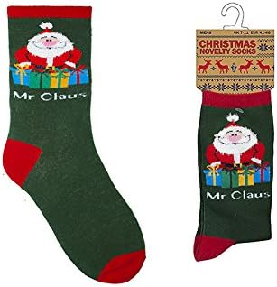 Men's Novelty Christmas Socks Claus, Penguin, Reindeer, Snowman Size 7-11 (Mr Clasus)