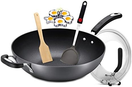 LINGZHIGAN Aluminum Alloy Wok No Fumes Non-stick Pan Honeycomb Pot Bottom Stainless Steel Fitted With Glass Cover Caliber 32m (13 In)
