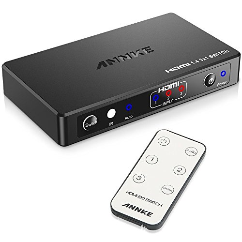 ANNKE HDMI Switcher Splitter, Intelligent 3 Port 3X1 HDMI Switch Splitter with IR Remote Control, HDMI Switcher Box, Supports 4K, 1080P, 3D
