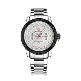 YSCYLY Männer Sportuhren 30 Mt Wasserdicht Quarz Doppelanzeige Datum Alarm Multifunktions Analog Digital Shock Resistant Casual Handgelenk Für Männer,White