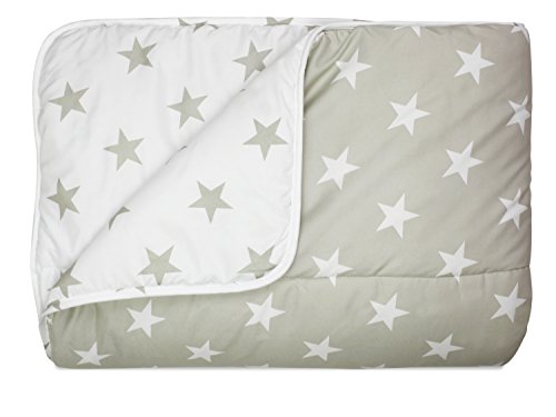 Bettenset erhältlich in 9 verschiedenen Ausführungen – Mikrofaser – Steppbett ca. 135 cm x 200 cm & Kopfkissen ca. 80 cm x 80 cm – geprüfte nach Öko-Tex Standard 100, Wendebett [Sterne taupe] - 3