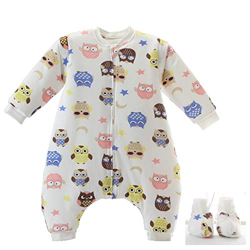 Baby Sleeping Bag with Legs Warm Lined Winter Long Sleeve Winter Sleeping  Bag with Foot and Baby Shoes Tog (S/Body Size in in