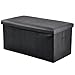 Beyondfashion 76cm x 38cm x 36cm Large Double Faux Leather Ottoman Folding Storage Pouffe Toy Box Foot Stool Seat (Black)