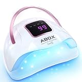 ABOX Lámpara LED UV Uñas 72W con 4 Temporizadores (10s, 30s, 60s, 99s), Sensor Automático y Diseño Portátil, Secador de Uñas para Manicura/Pedicure Nail Art en el Hogar y el Salón