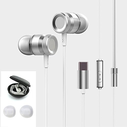 ANTFEES USB Type-C Earphone In-Ear Full Digital Lossless Audio, Hi-Fi Level Dynamic Noise Sound Hands-free Stereo Carrying Case Headphone with Microphone(White)
