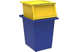 TERRY Ecobin 25+30 Zestaw 2 Pojemniki na Recykling odpadów. Kolor: żółty i niebieski, Materiał: Polipropylen odporny na wstrząsy, pojemność 25 l + 30 l