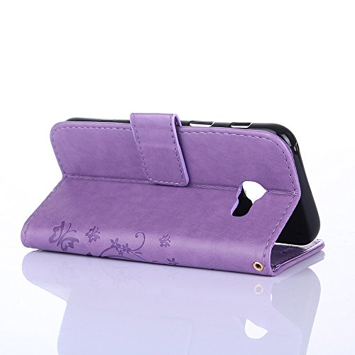 Samsung Galaxy A3 ( 2017 ) Hülle, Samsung Galaxy A3 ( 2017 ) Schutzhülle, Alfort 3 in 1 Lederhülle Fashion Design Premium PU Leder Hohe Qualität Tasche Case Cover Kasten Abdeckung Wallet für Samsung Galaxy A3 ( 2017 ) 4.7″ Smartphone Funktion Standfunktion Unterstützte Telefone und Magnetverschluss mit Schmetterling ( Helles Lila ) + Alfort Schwarz Stylus Pen + Netter Staub Stecker - 4
