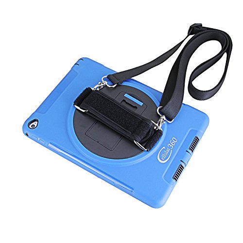 Cellular360 Apple iPad Air 2 Schock-und Drop-proof Hülle, Kopfstützen-Halterung mit einem Griff, einem Schultergurt und einem 360 Grad drehbaren Standfußdrehbaren (Schulterriemen-Blau) - 4