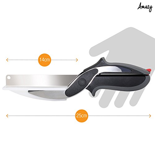 Amazy Gemüseschneider – 2-in-1 Küchenschere und Küchenmesser mit integriertem Schneidebrett - 3