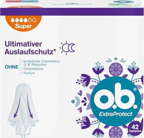o.b. ExtraProtect Super, tamponi per giorni forti con tecnologia Dynamic Fit e alette di protezione extra, per la massima protezione dalle fuoriuscite (42 pezzi)