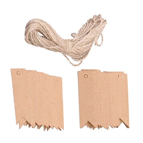 100 Kraftpapier Tag Hochzeit Bonbonniere Geschenkaufkleber Geschenkanhänger Hängeetiketten Anhängeetiketten - 9