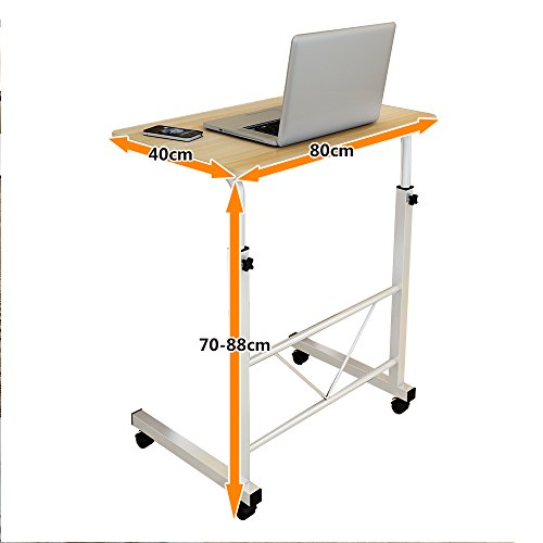 Soges 80x40cm Betttisch / fahrbarer Laptoptisch neigungs und höhenverstellbar auch für die professionelle Pflege, Teak - 3