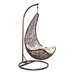 Kaushalendra Swing Hammock Chair Jhula for Home with Stand Indoor Outdoor Balcony 120 kg Capacity (Brown)