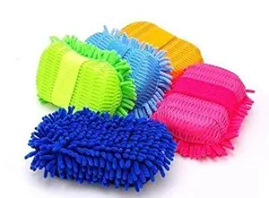 ZURU BUNCHHand Duster Sponge Large with Microfiber Mitts & Elastic Grip for Cleaning & Washing Home, Car, Bike, Glasses, Furniture, Kitchen Multi-Color (1-Piece)