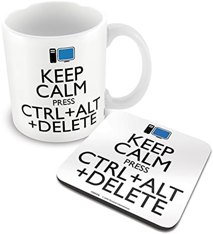 Keep Calm Press Ctrl Alt Delete Mug and Coaster Set