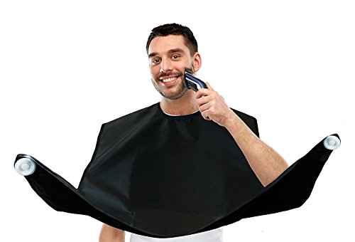 Bart Cape für, Rasieren, Bart und Schnurrbart Lätzchen mit Saugnäpfen für Spiegel, Bart Catcher Schürze für Bearded Men schwarz - 2