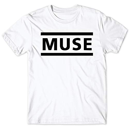 LaMAGLIERIA Camiseta Hombre - Muse t-Shirt Rock Band 100% algodón, M, Blanco