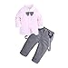 Produktbild Beikoard_Babykleidung Kinder Jungen Gentleman Hochzeit Anzüge Solides Top-T-Shirt + Hose mit Karierter Hose Taufe Hochzeit Party Sakkos Anzüge Hemd
