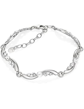 LillyMarie Damen Silberarmband echt Silber original Swarovski Elements Kristalle Welle längen-verstellbar hochwertiges...