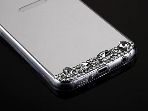Galaxy S7 Hülle,Galaxy S7 Schutzhülle,Galaxy S7 Case,ikasus® [Bling Glitzer Kristall Strass Diamant Spiegel Hülle] Galaxy S7 Silikon Hülle,Glänzend Glitzer Kristall Strass Diamanten Überzug Mirror Spiegel Muster Stoßdämpfend TPU Silikon Schutz Handy Hülle Case Tasche Silikon Crystal Case Schutzhülle Etui Bumper für Samsung Galaxy S7 – Silber - 7