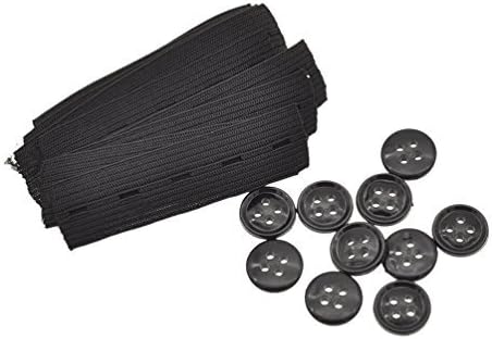 YNuth Buttons And Elastic Belt Trouser Waist Extender Uses 10 A Pack Adjustable Black