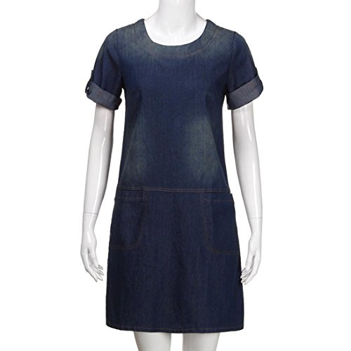 sachin and babi light blue dress Women's Plus Size Jean Lapel Button Down Roll Short Sleeve Midi Summer Casual  Denim Dresses with Pockets main image 1