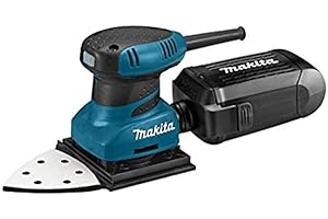 Makita BO4565K, BO4565K-Lijadora Orbital terminacion en Forma Delta 200W 14000 RPM 112x190 mm 1.2 kg, Noir/Bleu/Argent