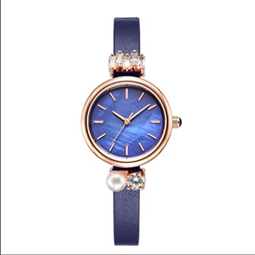 Preisvergleich Produktbild ADAHX Damenuhr, Edelstahluhr, wasserdichter Diamant einfache runde Quarzuhr, geeignet für Geburtstag, Jubiläum, Muttertagsgeschenke,Blue