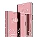 Price comparison product image MLOTECH Case for Huawei P20 PRO cover + tempered glass Flip Clear View Translucent Standing Cover Mirror Plating Holder Full Body 360°Smart Cover Protection Rose Gold
