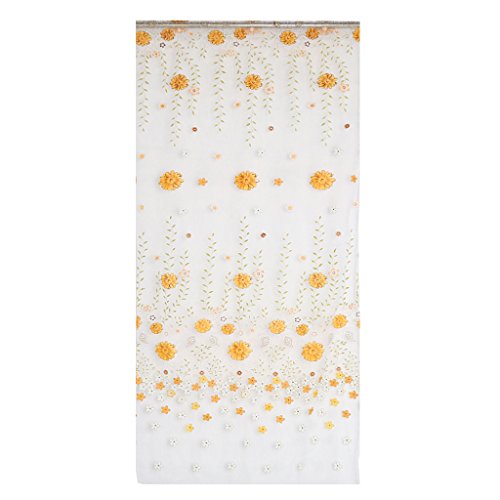 200x100cm Cortina de Ventana Puerta Gasa Patrón Margarita Amarillo