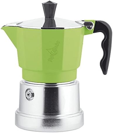 Top Moka - Stove Top Espresso Maker - Made in Italy with High-Quality Materials - Aluminium - 1 Cup - Green/Silver