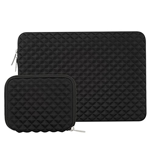 MOSISO Universal wasserresistente and stoßfest Lycra Laptop Schutzhülle mit Rautenmuster / Diamant-Muster Schaumpolsterung für 12,9 Zoll iPad Pro, 13-13,3 Zoll MacBook Pro, MacBook Air, Laptops, Tablets, Notebooks Chromebook, Schwarz