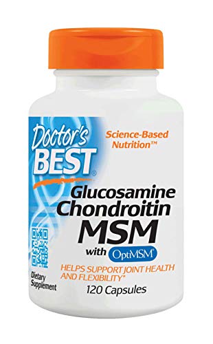 Doctor's Best | MSM Glucosamina Condroitina con OptiMSM | 120 cápsulas vegetales | sin gluten y soya