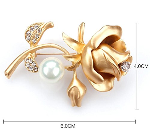 Hosaire Brosche Mode Strass Rose Blütenform Perle Broschen für Hochzeits Party Schmuck Zubehör - 3