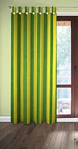 tidy Cotton Loop Door Curtain, 6.5x4 Ft, Green and Yellow(Pack of 1pcs)