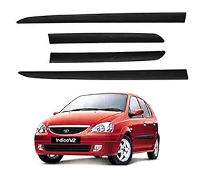 EXCELENCE Black Car Side Beading/Car Side Garnish/Car Door Garnish/Door Lining for Tata Indica V2 2001-2011 (Set of 4 Pieces)