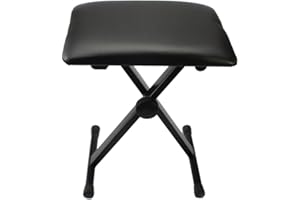Bonnlo Tabouret de Piano Réglable en 3 Hauteurs, Banc de Clavier Pliable pour Piano Électrique et Piano, Banc de Piano en X, Stable, Siège de Piano Rembourré et Facile d'entretien, Noir
