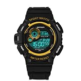 Yukio SportPlus - Herren Digital Sport Uhren - Outdoor 30m Wasserdicht Stoßfest Armbanduhr mit Kompass Uhr Digitaluhren für Herren (Gold)