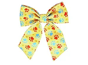 Bow Tie wit Frill for Dogs and Cats by FURISTA (Best Suited for Dogs & Cats) Designer and Durable Product (Brown, Paw)